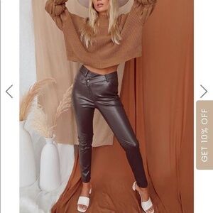 12th Tribe Vegan Chocolate Brown Leather Pants - S